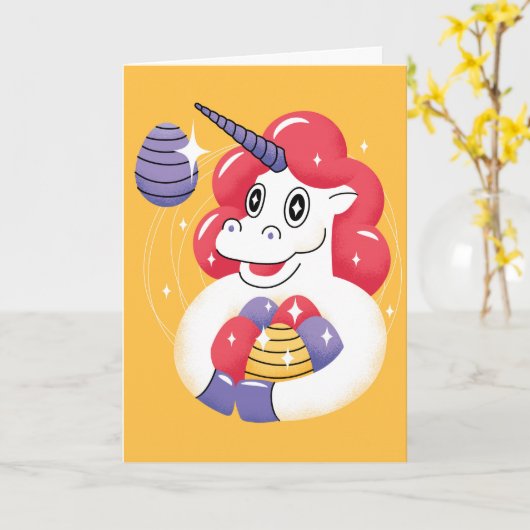 Unicorn, Pasen Kaart (Gele Bloem)