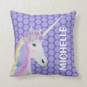 Unicorn Pastel Paarse Polka Dots Kussen