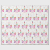 Unicorn Pastel Pink Girly Birthday Cadeaupapier (Vlak)