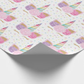 Unicorn Pastel Pink Girly Birthday Cadeaupapier (Hoek)