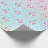 Unicorn Pastel Pink Girly Birthday Cadeaupapier (Hoek)