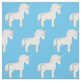 Unicorn Pastel Rainbow Blue Stof