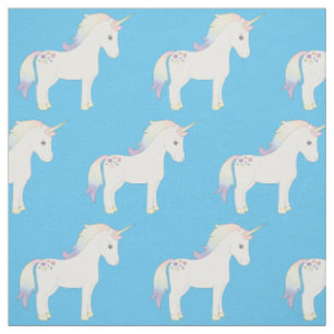 Unicorn Pastel Rainbow Blue Stof