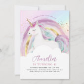 Unicorn Pastel Rainbow Girls Birthday Kaart (Voorkant)