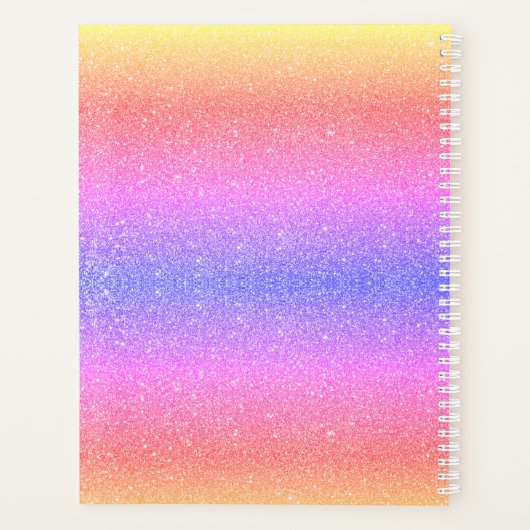 Unicorn Pastel Rainbow Glitter Gepersonaliseerd Planner (Achterkant)