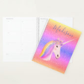 Unicorn Pastel Rainbow Glitter Gepersonaliseerd Planner (Display)
