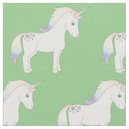 Unicorn Pastel Rainbow Green Stof