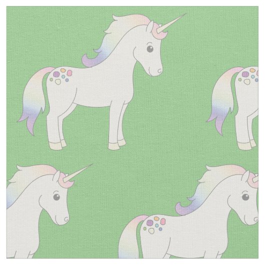 Unicorn Pastel Rainbow Green Stof (Close Up)