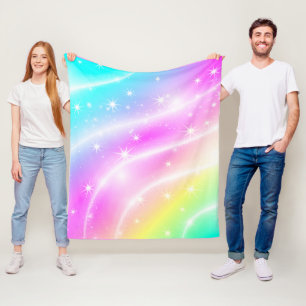 Unicorn Pastel Rainbow-kleur Fleece Deken