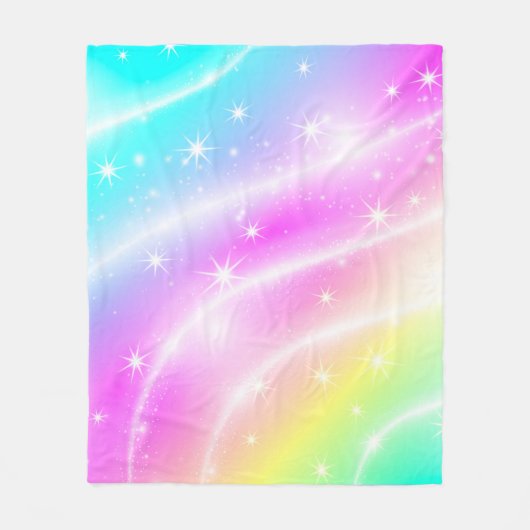 Unicorn Pastel Rainbow-kleur Fleece Deken (Voorkant)