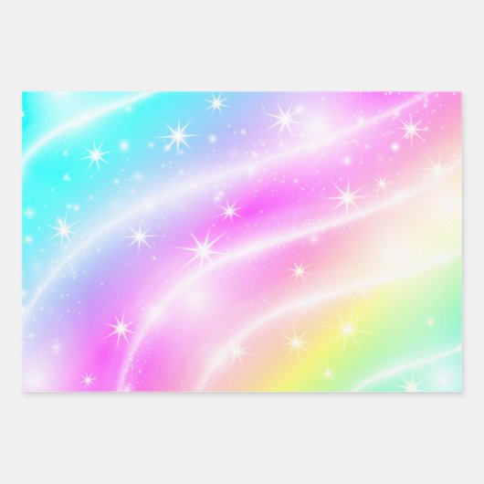 Unicorn Pastel Rainbow-kleur Inpakpapier Vel (Voorkant 2)