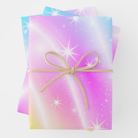 Unicorn Pastel Rainbow-kleur Inpakpapier Vel (In situ)