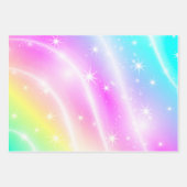 Unicorn Pastel Rainbow-kleur Inpakpapier Vel (Voorkant)