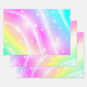 Unicorn Pastel Rainbow-kleur Inpakpapier Vel