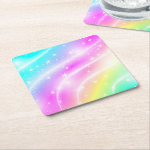 Unicorn Pastel Rainbow-kleur Kartonnen Onderzetters