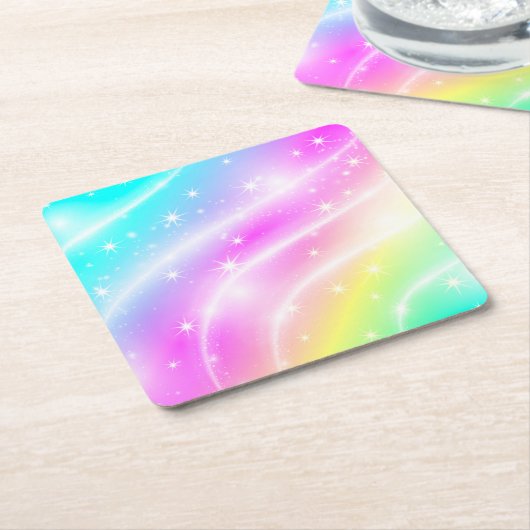 Unicorn Pastel Rainbow-kleur Kartonnen Onderzetters (Schuin)