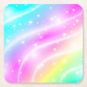 Unicorn Pastel Rainbow-kleur Kartonnen Onderzetters (Voorkant)