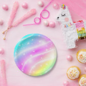 Unicorn Pastel Rainbow-kleur Papieren Bordje (Feest)