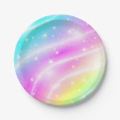 Unicorn Pastel Rainbow-kleur Papieren Bordje (Voorkant)