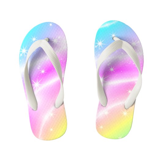 Unicorn Pastel Rainbow-kleuren Kinder Teenslippers (Voetbed)