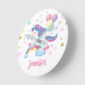 Unicorn Pastel Rainbow Persoonlijke naam Cute Ronde Klok (Hoek)