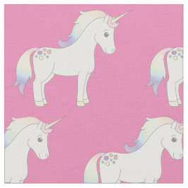 Unicorn Pastel Rainbow Roze Stof