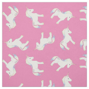 Unicorn Pastel Rainbow Roze Stof