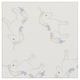 Unicorn Pastel Rainbow White Stof