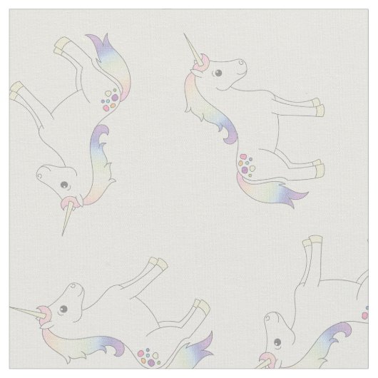 Unicorn Pastel Rainbow White Stof (Close Up)