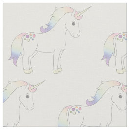 Unicorn Pastel Rainbow White Stof