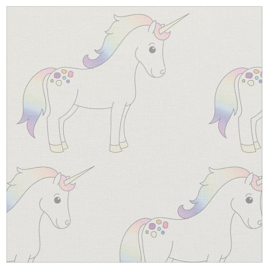 Unicorn Pastel Rainbow White Stof (Close Up)