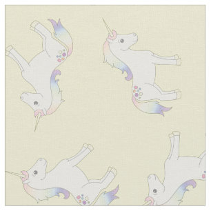 Unicorn Pastel Rainbow Yellow Stof