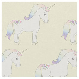 Unicorn Pastel Rainbow Yellow Stof