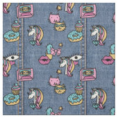 unicorn patches denim fabric stof (Swatch)