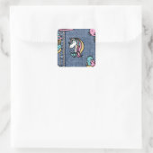unicorn patches denim vierkante sticker (Tas)