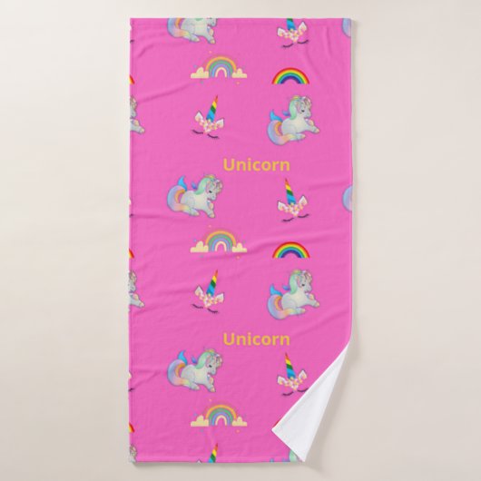 Unicorn patroon op roze badhanddoek (Badhanddoek)