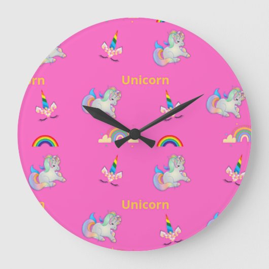 Unicorn patroon op roze grote klok (Voorkant)