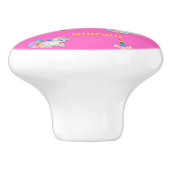 Unicorn patroon op roze keramische knop (Zijkant)