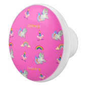 Unicorn patroon op roze keramische knop (Rechts)