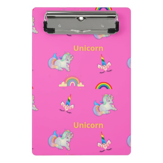 Unicorn patroon op roze mini klembord (Voorkant)