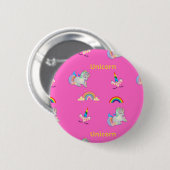 Unicorn patroon op roze ronde button 5,7 cm (Voorkant /achterkant)