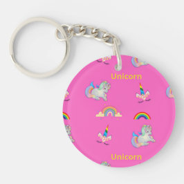 Unicorn patroon op roze sleutelhanger