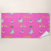 Unicorn patroon op roze strandlaken (Voorkant)