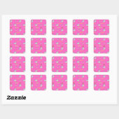 Unicorn patroon op roze vierkante sticker (Vel)