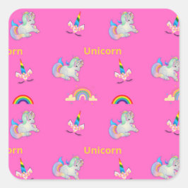 Unicorn patroon op roze vierkante sticker