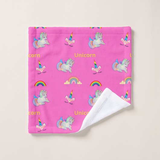 Unicorn patroon op roze washandje (Wasdoekje)