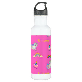 Unicorn patroon op roze waterfles 