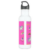 Unicorn patroon op roze waterfles  (Achterkant)