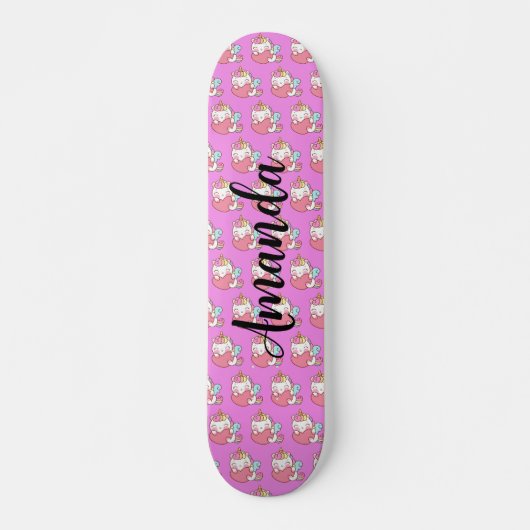 Unicorn patroon persoonlijk skateboard (Voorkant)