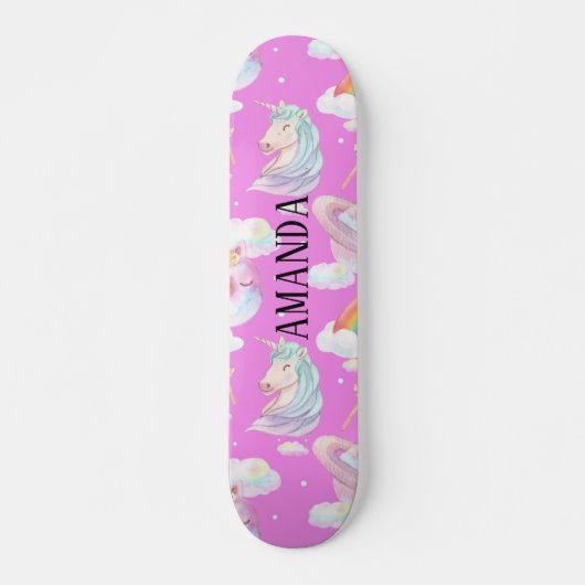 Unicorn patroon persoonlijk skateboard (Voorkant)